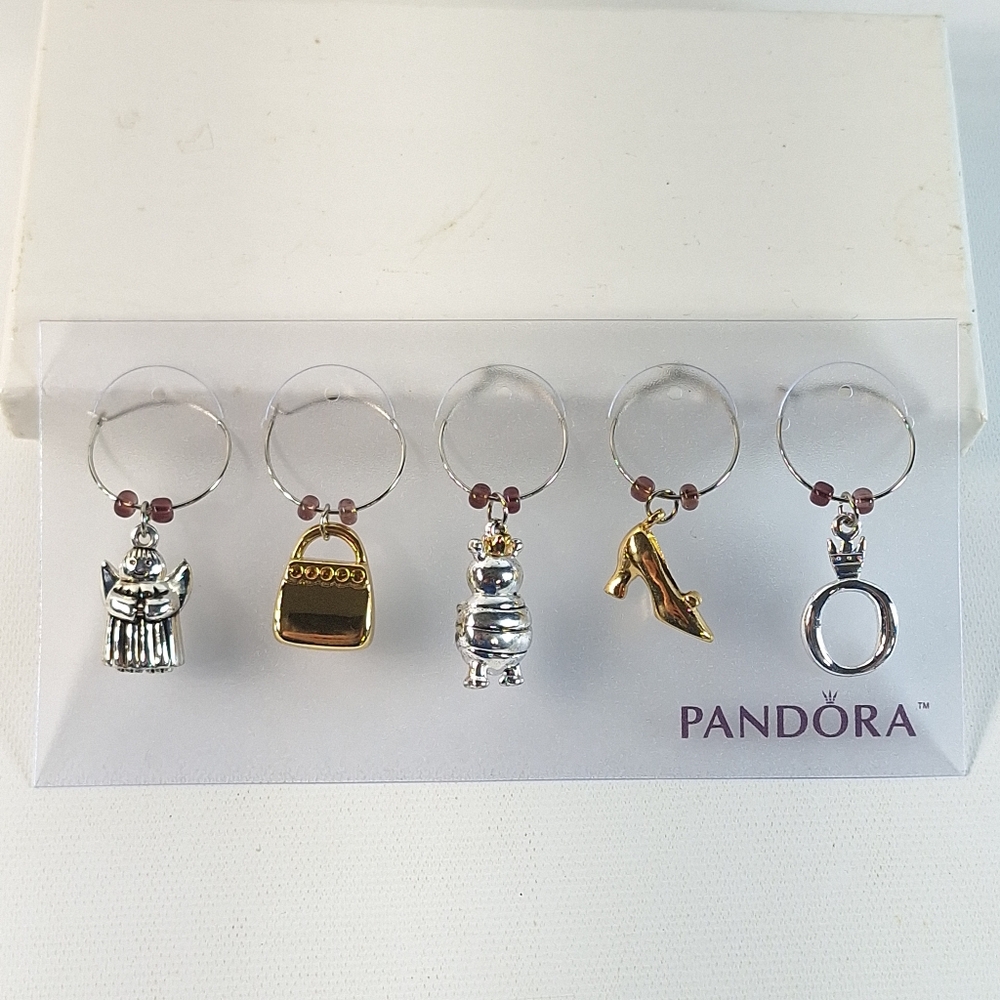 Pandora Dangle Wine Glass Charms Set of 5, New